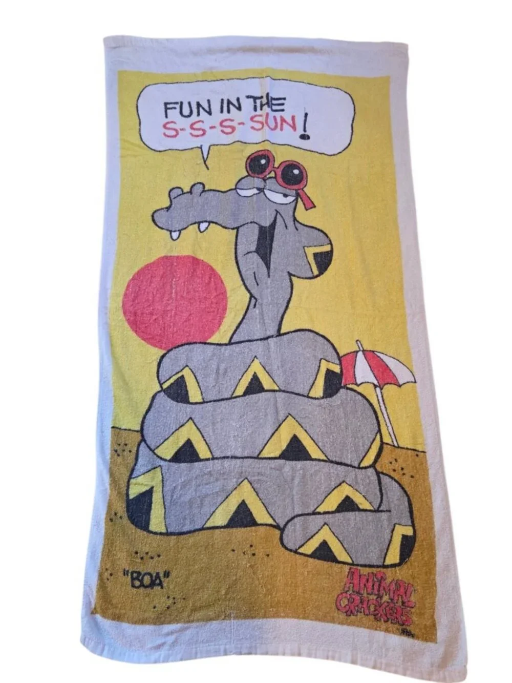 Vintage Animal Crackers Towel Boa The Constrictor Fun In The Sun Beach Ocean